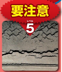 タイヤのひび割れ許容範囲、レベル5